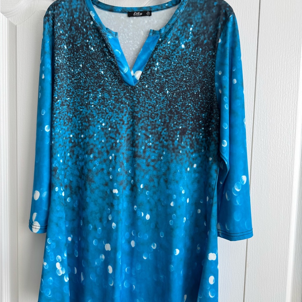 Lily Pullover Tunic in Ocean Blue Size XL
